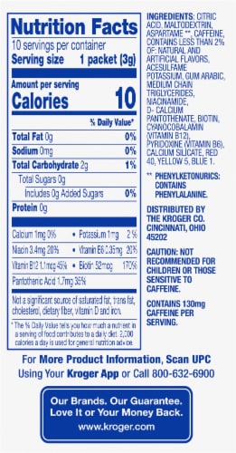 Kroger® Energy Zero Sugar Wild Strawberry Drink Mix Packets Perspective: back