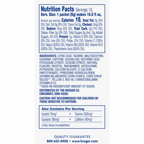 Kroger® Energy Sugar Free Tangerine Strawberry Drink Mix Perspective: back