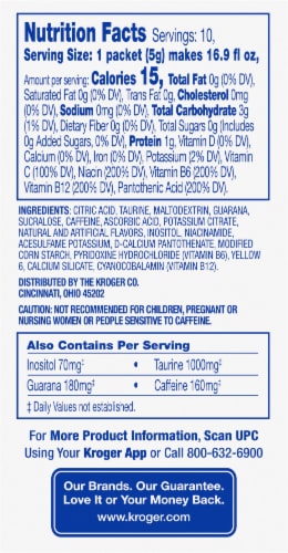Kroger® Energy Zero Sugar Mango Pineapple Drink Mix Packets Perspective: back