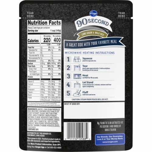 Kroger® 90 Second Microwavable Long Grain & Wild Rice Perspective: back