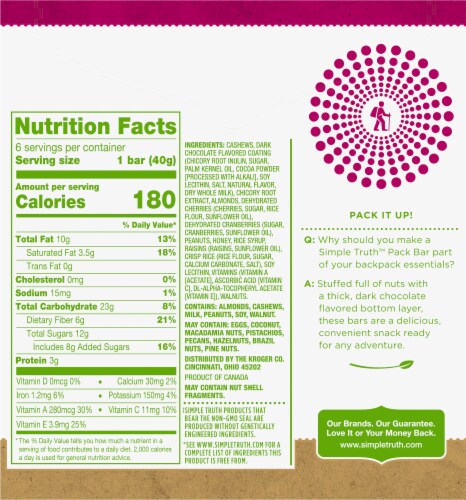Simple Truth™ Cashew Cherry Nut Bars Perspective: back