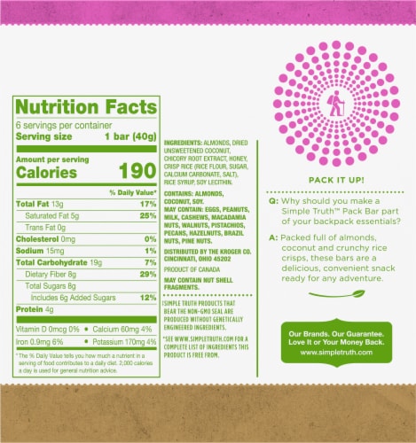 Simple Truth™ Pack Bar Almond Coconut Nut Bars Perspective: back