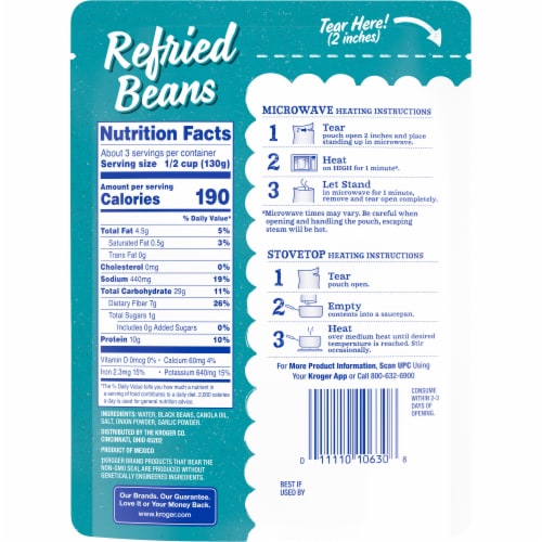 Kroger® 60-Second Black Bean Refried Beans Perspective: back