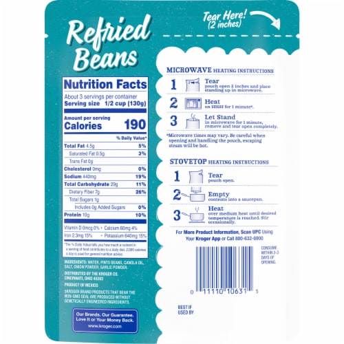 Kroger® 60-Second Traditional Refried Pinto Beans Perspective: back