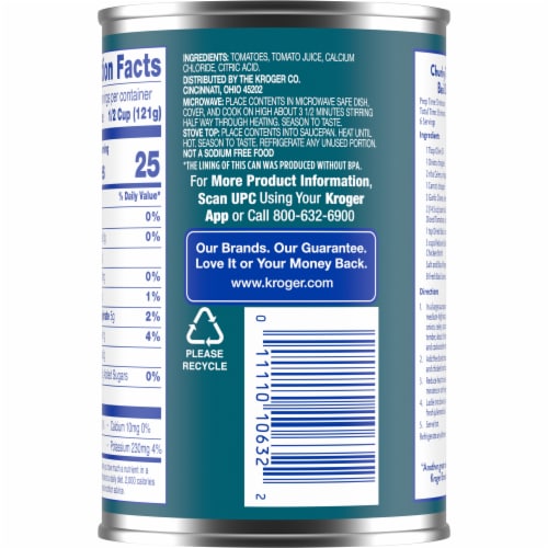 Kroger® Diced Tomato Can Perspective: back