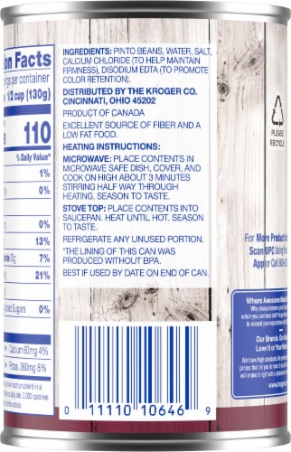 Kroger® Pinto Beans Perspective: back