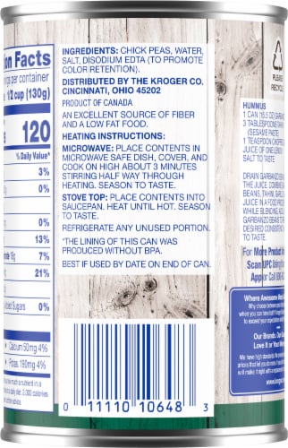 Kroger® Garbanzo Beans Perspective: back