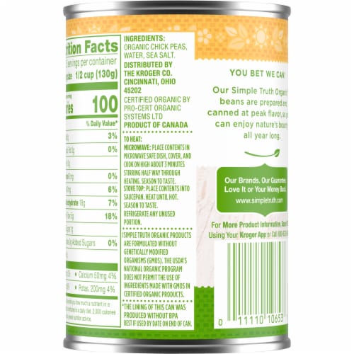 Simple Truth Organic® Garbanzo Beans Perspective: back