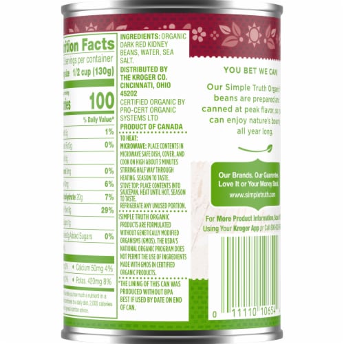 Simple Truth Organic® Dark Red Kidney Beans Perspective: back