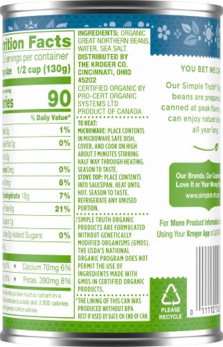 Simple Truth Organic® Canned Great Northern Beans Perspective: back