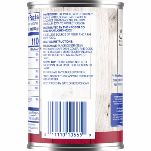 Kroger® Dark Red Kidney Beans Perspective: back