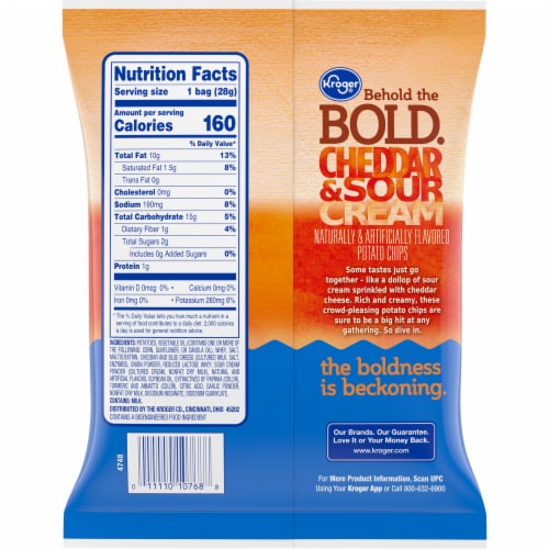 Kroger® Cheddar & Sour Cream Ripples Potato Chips Perspective: back