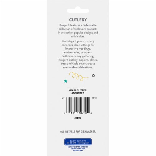 Kroger® Gold Glitter Plastic Cultery Set Perspective: back