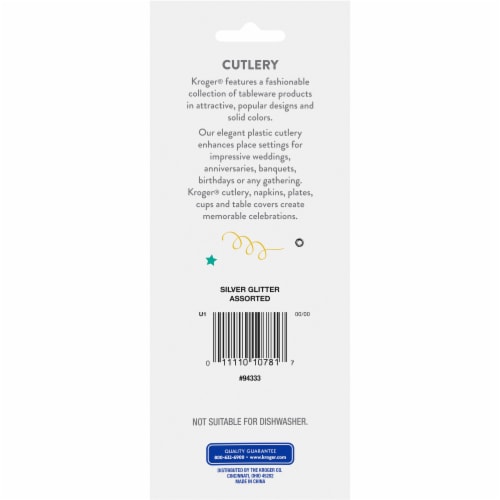 Kroger® Silver Glitter Plastic Cutlery Perspective: back