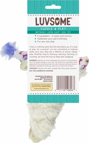 Luvsome® Birthday Lamb Chop Dog Toy with Squeaker Perspective: back