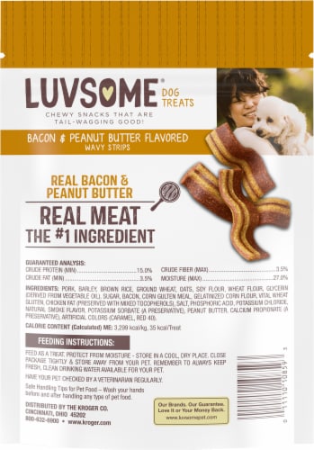 Luvsome® Bacon & Peanut Butter Flavored Wavy Dog Treats Perspective: back