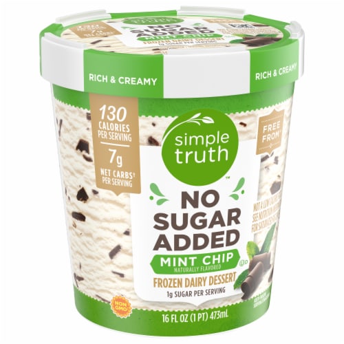 Simple Truth® No Sugar Added Mint Chip Frozen Dairy Dessert Pint Perspective: back