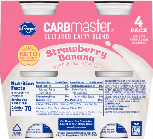 Kroger Carbmaster Strawberry Banana Low Fat Yogurt Cups Perspective: back