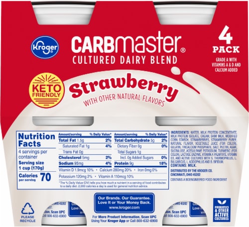 Kroger Carbmaster Strawberry Low Fat Yogurt Cups Perspective: back