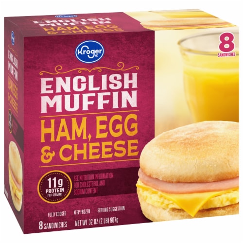 Kroger® Ham Egg and Cheese English Muffin Breakfast Sandwich Perspective: back
