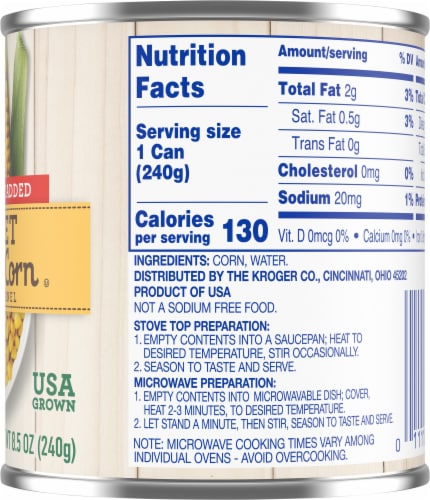 Kroger® No Salt Added Whole Kernel Corn Perspective: back