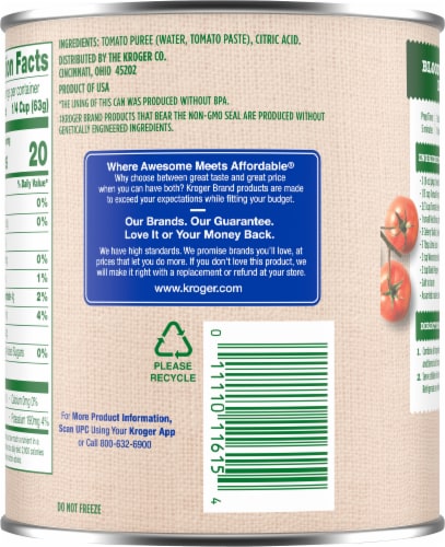 Kroger Tomato Puree Perspective: back