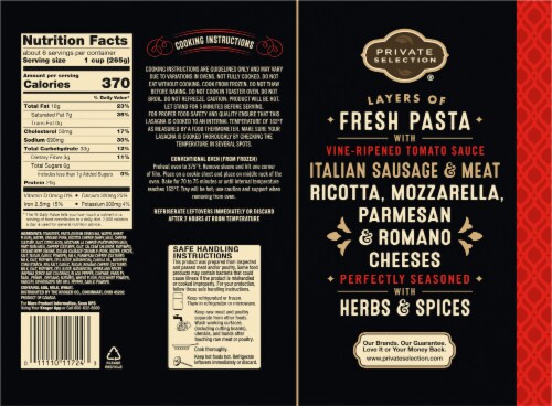 Private Selection® Itatian Sausage & Meat Lasagna Frozen Meal Perspective: back