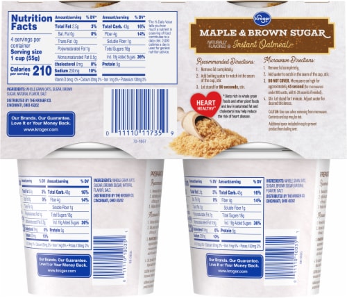 Kroger® Maple & Brown Sugar Instant Oatmeal Cups Perspective: back