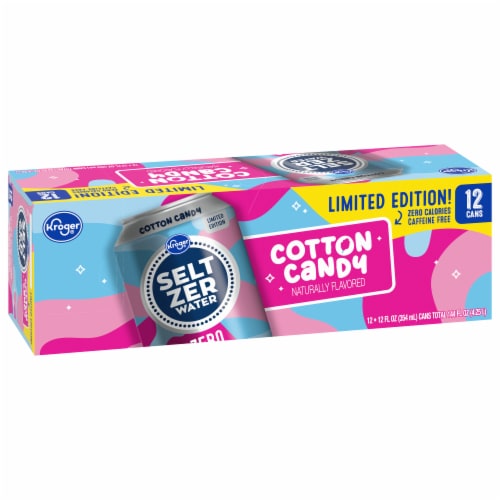 Kroger® Cotton Candy Flavored Seltzer Water Cans Perspective: back