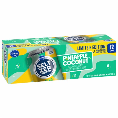 Kroger® Pineapple Coconut Flavored Seltzer Water Cans Perspective: back