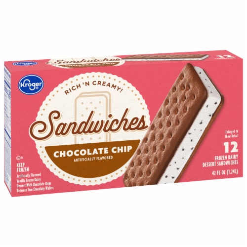 Kroger® Chocolate Chip Frozen Dairy Dessert Sandwiches Perspective: back