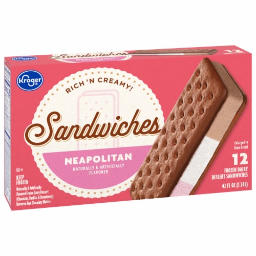 Kroger® Neapolitan Frozen Dairy Dessert Sandwiches Perspective: back