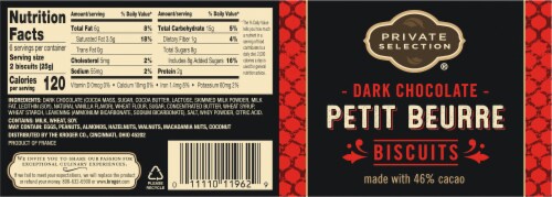 Private Selection® Dark Chocolate Petit Beurre Biscuits Perspective: back