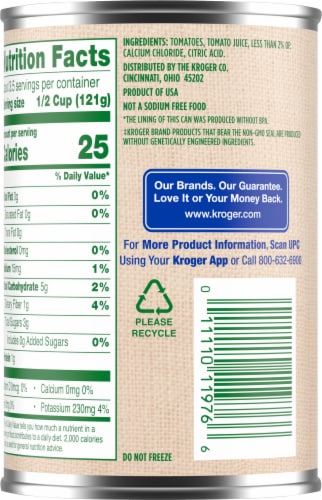 Kroger® No Salt Added Diced Petite Tomatoes Perspective: back