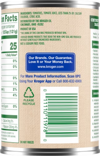 Kroger® No Salt Added Diced Tomatoes Perspective: back