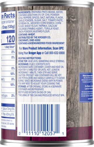 Kroger® Chili Mild Canned Beans Perspective: back