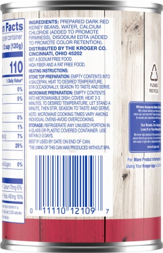 Kroger® Dark Red No Salt Added Kidney Beans Perspective: back