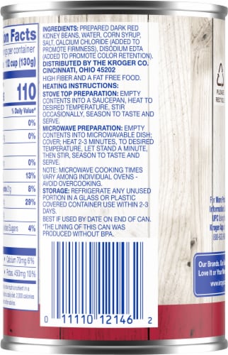 Kroger® Dark Red Kidney Beans Perspective: back