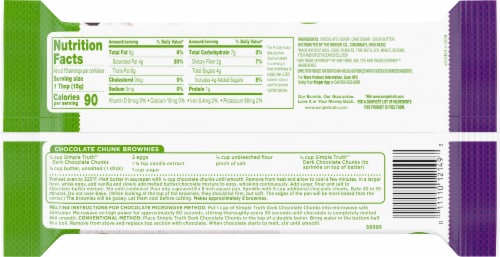 Simple Truth® Allergy Friendlyˆ 72% Cacao Dark Chocolate Chunks Perspective: back