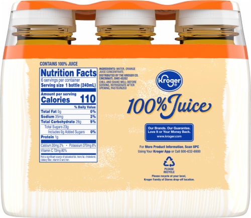 Kroger Orange Juice 6 Bottles 8 Oz