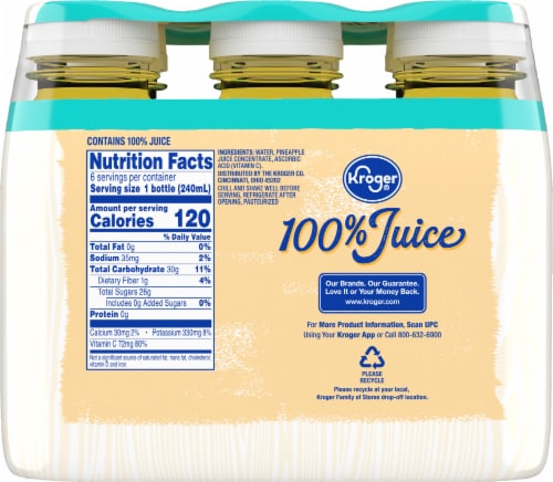 Kroger® 100% Pineapple Juice Bottles Perspective: back