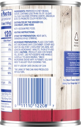 Kroger® Dark Red Canned Kidney Beans Perspective: back
