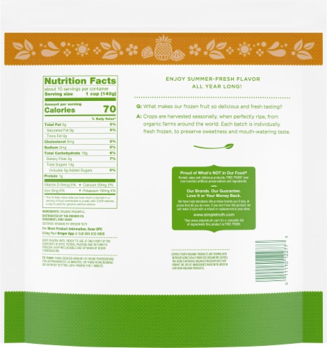 Simple Truth Organic® Frozen Pineapple Chunks Perspective: back