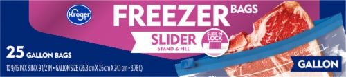 Kroger® Stand & Fill Slider Freezer Bags 1 GALLON 9.5 INCH X 10.5625 INCH X  3 INCH 1 PACK 25 COUNT, 25 ct - Ralphs