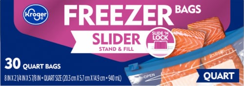 Ziploc Slider Quart Freezer Bag, 15 Count Packs - 12 per Case