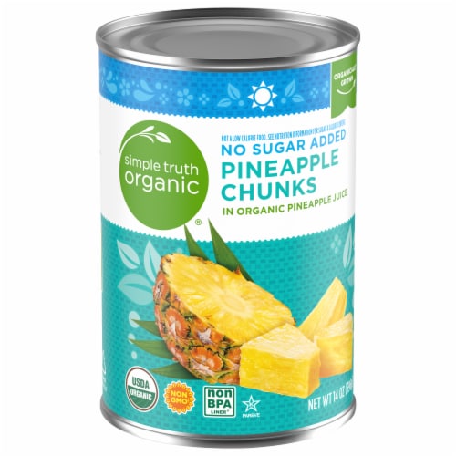 Simple Truth Organic® Canned Pineapple Chunks No Sugar Added in Pineapple Juice Perspective: back