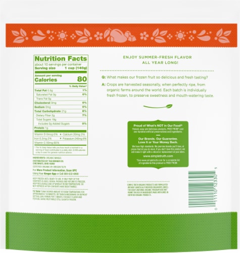 Simple Truth Organic® Frozen Mango Chunks Perspective: back