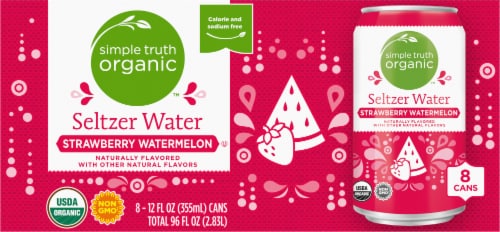 Simple Truth Organic™ Strawberry Watermelon Seltzer Water Cans Perspective: back