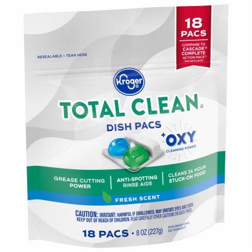 Kroger® Total Clean with Oxy Fresh Scent Dishwasher Detergent Pacs Perspective: back