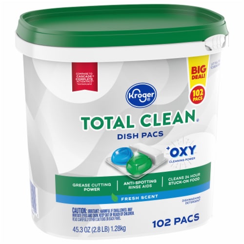 Kroger® Total Clean with Oxy Fresh Scent Dishwasher Detergent Pacs Perspective: back